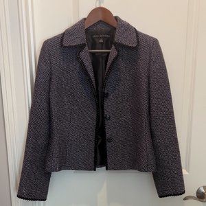 Fitted jacket in purple and black tweed